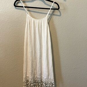 L*Space White Sleeveless Crochet Hem Beach Swim Cover Up XS